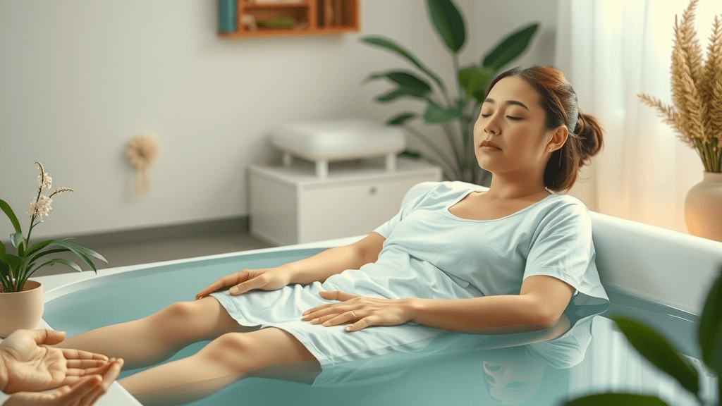 Holistic therapy session showing colon hydrotherapy in healing environment
