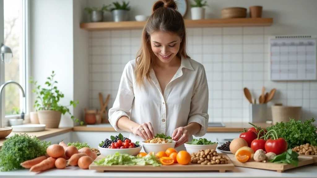 Organized winter meal prep featuring best foods for winter health such as root vegetables, Greek yogurt, citrus, and leafy greens.