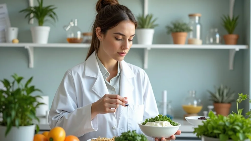 Nutrition science behind best foods for winter health with Greek yogurt, leafy greens, and sea vegetables in a laboratory setting.
