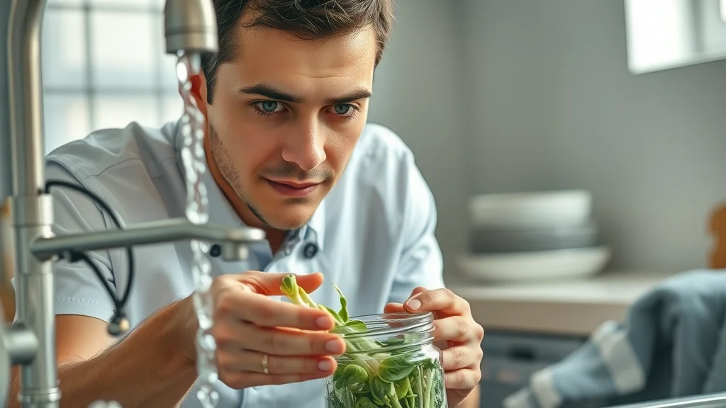 Home cook thoroughly washing sprouts under running water—safe sprouting for life food handling, focusing on clean, nutrient-rich sprouts