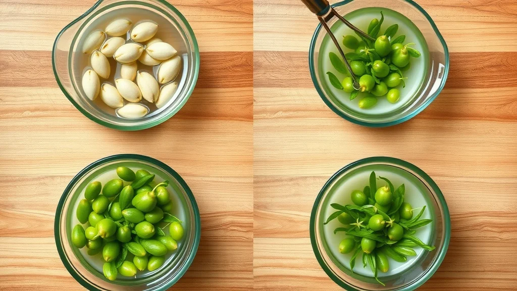 Four bowls showing sprouting process: soaking, rinsing, germinating, ready-to-eat, with fresh nutritious food sprouts for sprouting for life