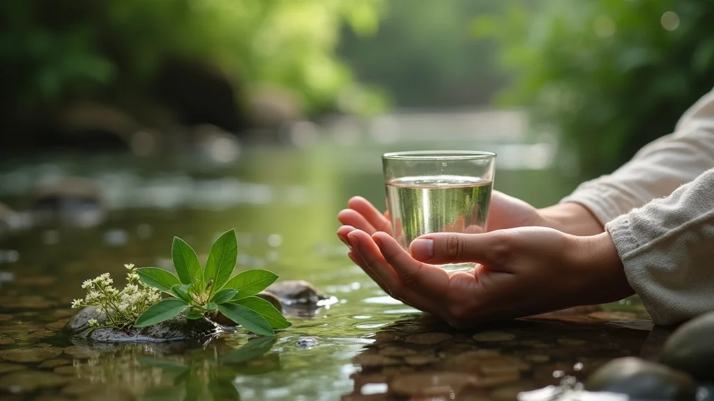 Hands cup spring water with herbs, showing ancient wisdom for why modern weight loss fails