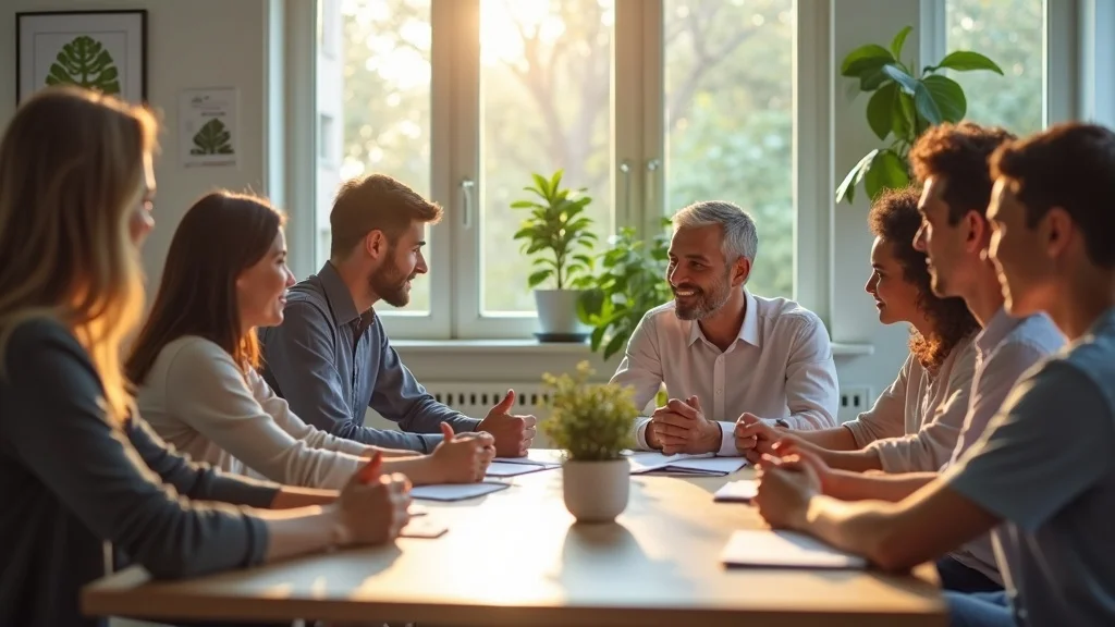 Conventional to holistic healing diverse group discussing health in a modern conference room