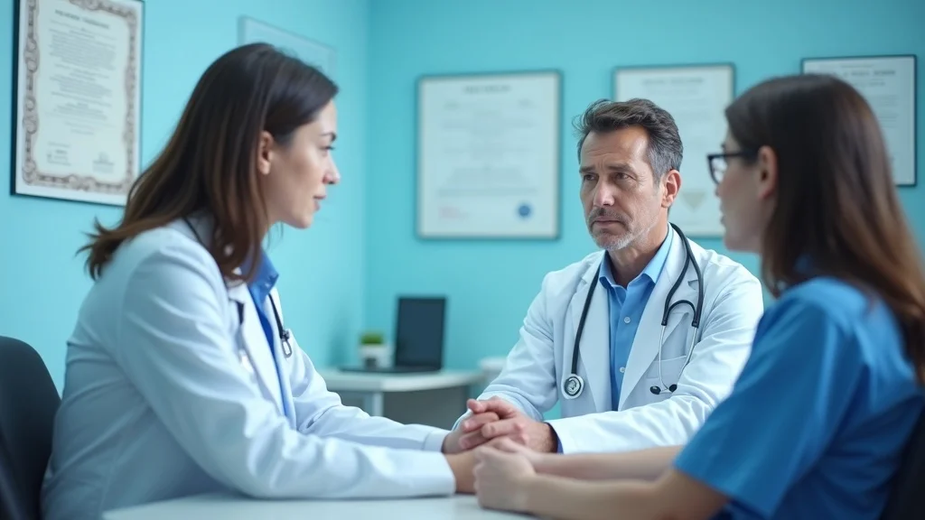 Conventional medicine doctor consulting patient in a modern office