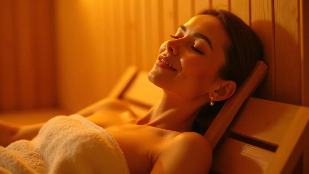Relaxed adult peacefully detoxing in an infrared sauna, supporting natural elimination pathways for improved energy and wellness.