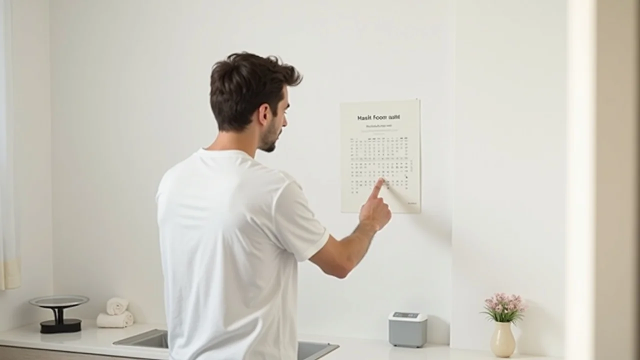 Clean, artistic bathroom scene — bristol stool chart and healthy bowel elimination