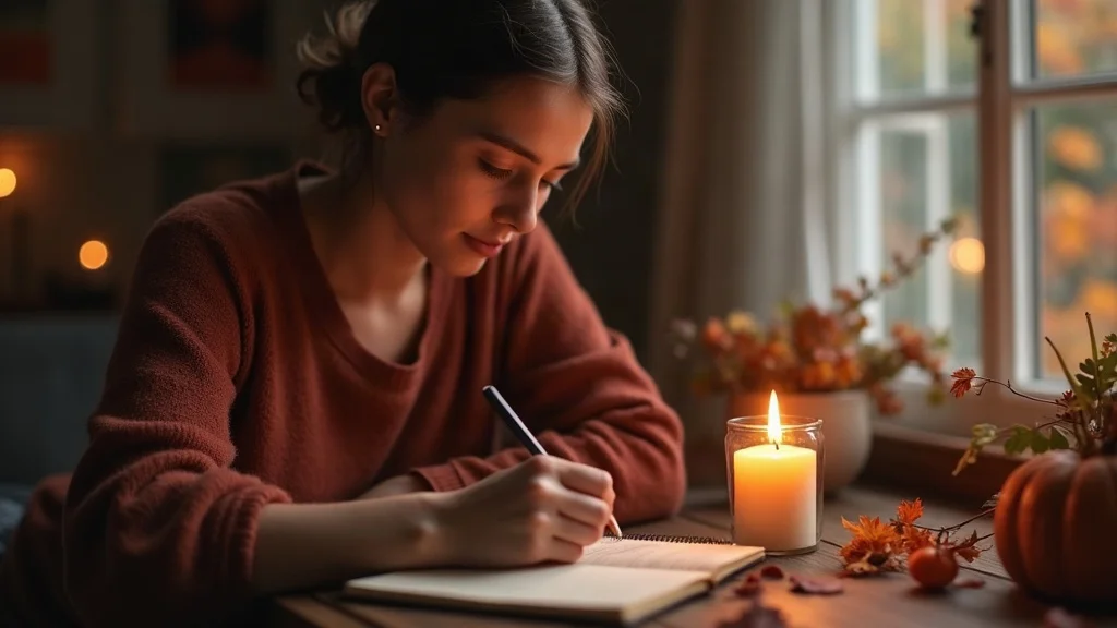 Holistic healing ritual for fall - journaling and safe burning for emotional release with autumn decor